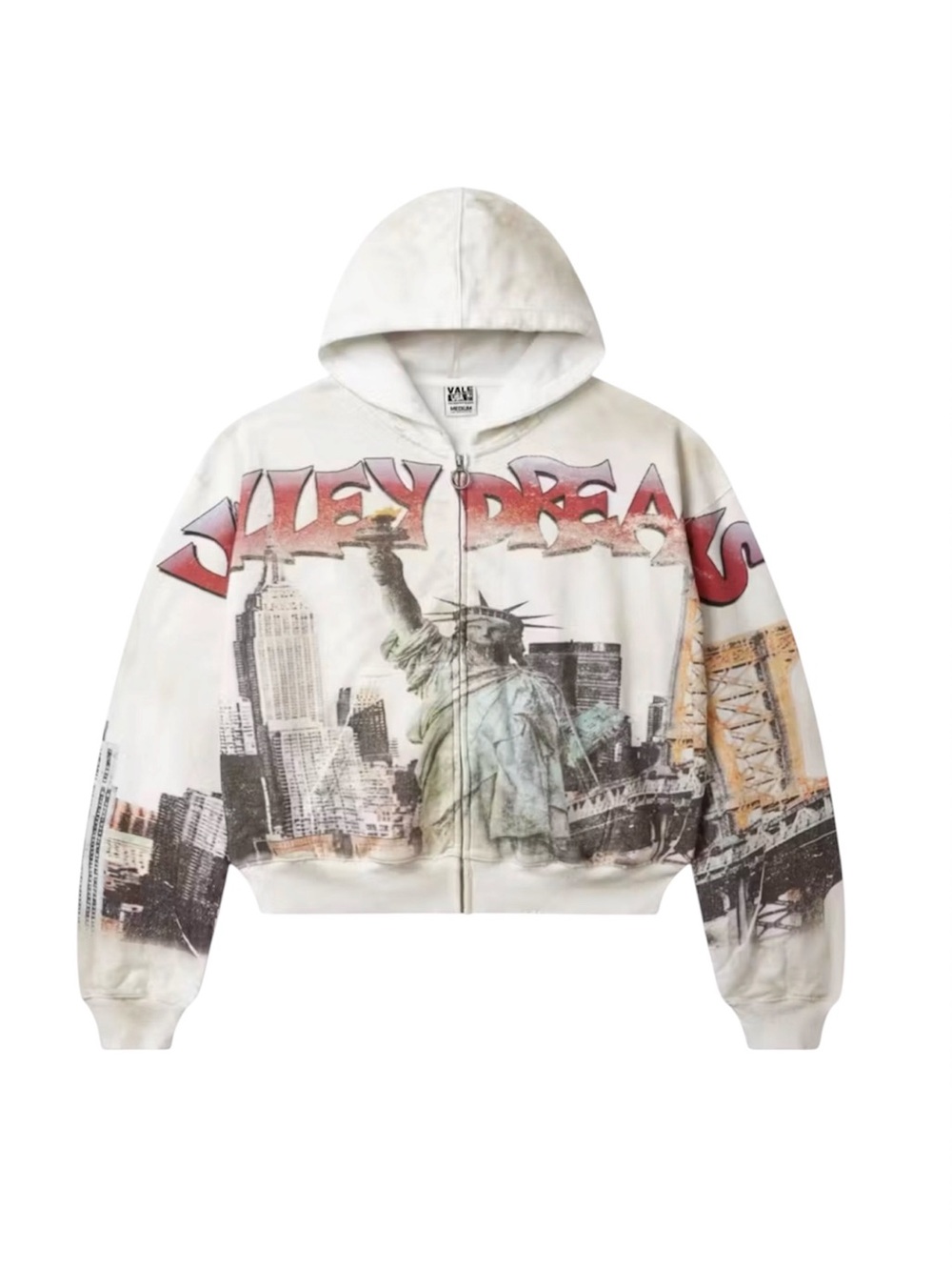 NWT Vale Forever "Classico Valley Dreams" NYC Skyline Zip Up Hoodie White XL